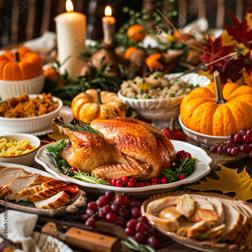 Thanksgiving day delicious meal arrangement