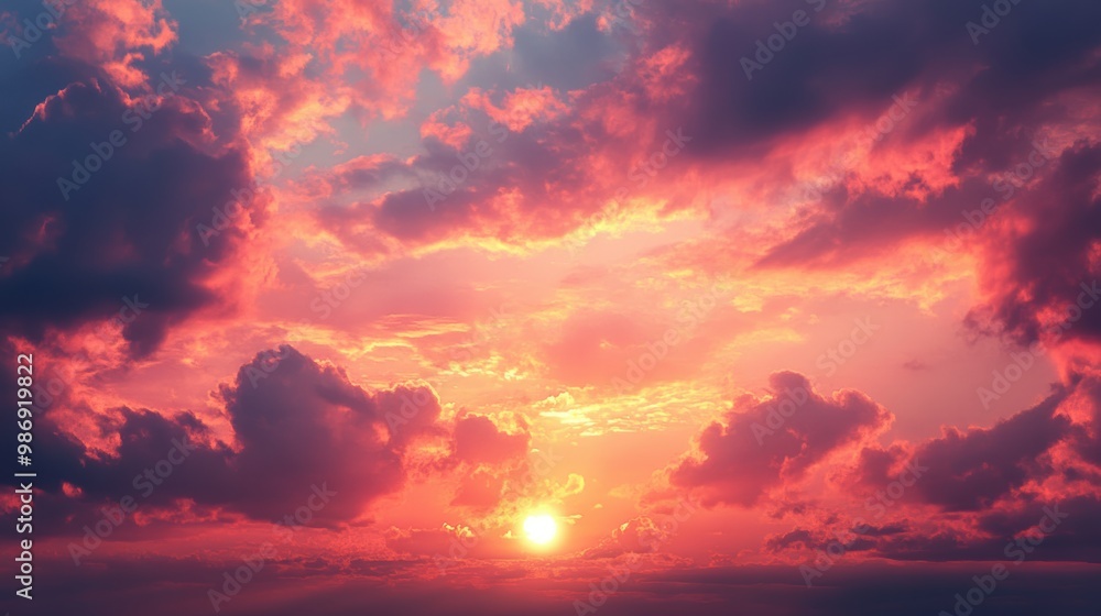 Serene Sunset: Nature's Farewell as Sun Slowly Sets on Horizon Serene Sunset: Nature's Farewell as Sun Slowly Sets on Horizon