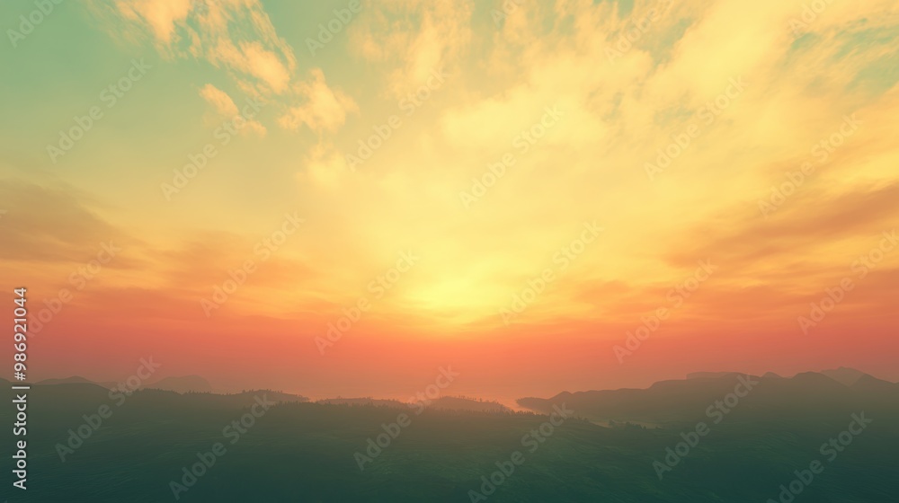Fototapeta premium Serene Sunrise Sky with Soft Colors - Gentle Beginning of a New Day