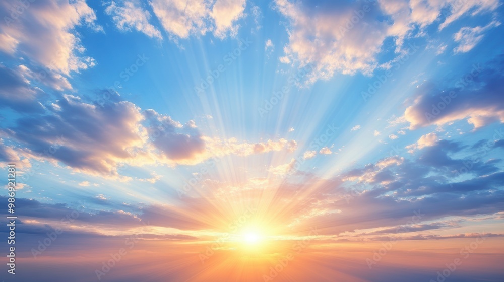 Awakening Dawn: Tranquil Sunrise Sky with Soft Rays of Light - A Symbol of Fresh Beginnings and Renewal Awakening Dawn: Tranquil Sunrise Sky with Soft Rays of Light - A Symbol of Fresh Beginnings and Renewal