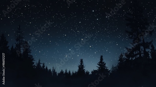 Tranquil Night Sky with Twinkling Stars - Serene View of the Quiet Happiness Above