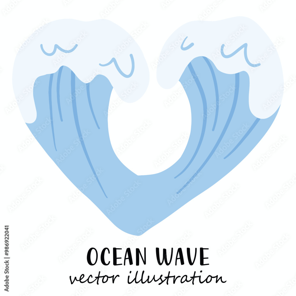 Naklejka premium Ocean wave, Wave, Beach, Ocean, Vector illustration