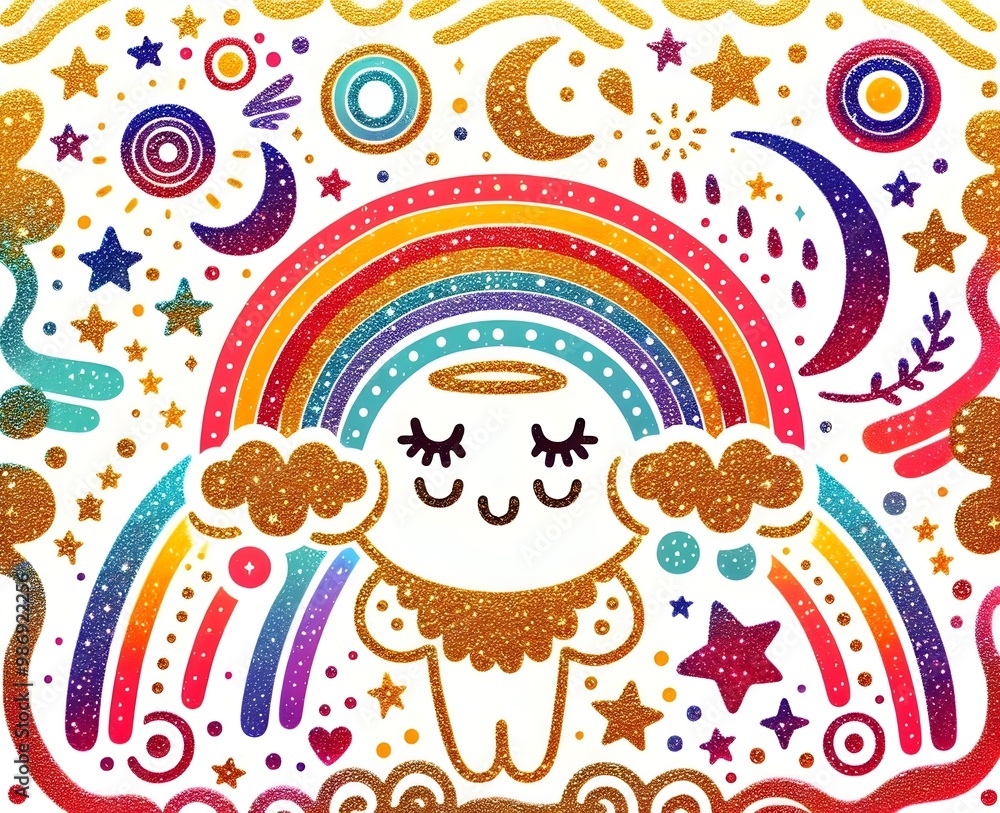 Naklejka premium Cielos Mágicos y Arcoíris Brillantes