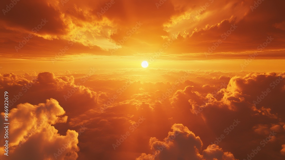 Fiery Sunset Sky with Dramatic Long Shadows Casting, Symbolizing Nature's Farewell Fiery Sunset Sky with Dramatic Long Shadows Casting, Symbolizing Nature's Farewell