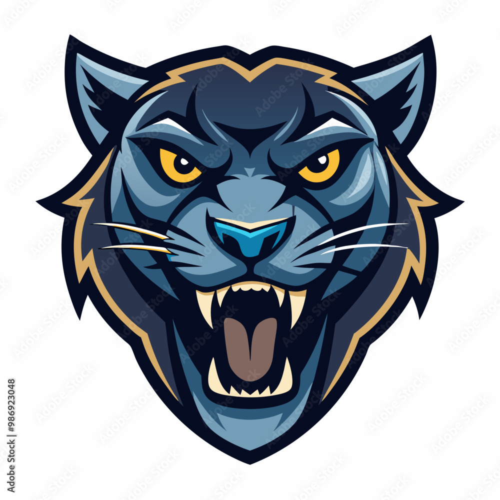 Fototapeta premium an angry panther with a colorful head vector design with a white background