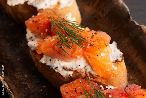Fresh sandwich with gravlax salmon