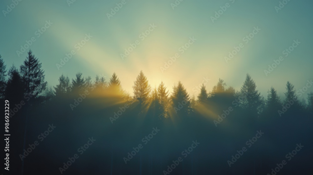 Tranquil Dawn in the Forest: First Light on a Peaceful Morning Sky Tranquil Dawn in the Forest: First Light on a Peaceful Morning Sky