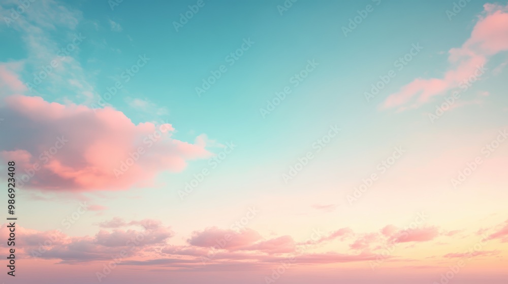 Obraz premium Serene Sunrise: Pastel Sky Painting Peaceful Dawn Harmony in Nature