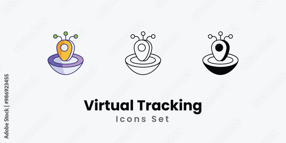 Virtual Tracking Icons thin line and glyph vector icon stock illustration Virtual Tracking Icons thin line and glyph vector icon stock illustration