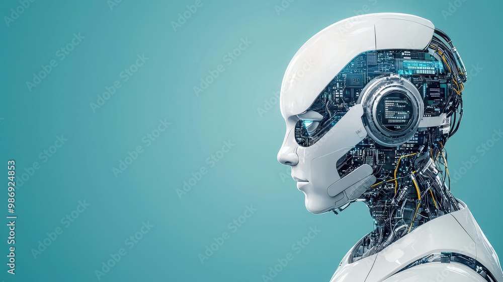 sci-fi futuristic robot, copy space sci-fi futuristic robot, copy space