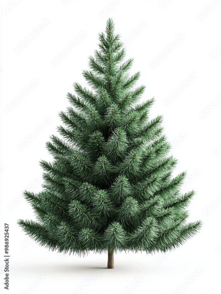 Fototapeta premium Christmas tree on white background, holiday, celebration, xmas, december, 3:4