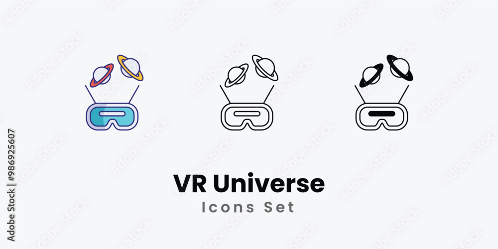 VR Universe Icons thin line and glyph vector icon stock illustration VR Universe Icons thin line and glyph vector icon stock illustration