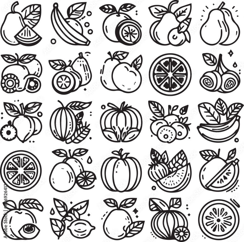 fruits and vegetables vector icon set fruits and vegetables vector icon set