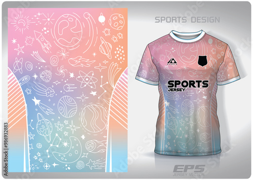 Vector sports shirt background image.pastel galaxy stars pattern design, illustration, textile background for sports t-shirt, football jersey shirt
