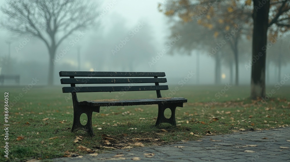 A park bench with a layer of dust and the surrounding area covered in a greyish haze, illustrating the impact of PM2.5 pollution on outdoor furniture. A park bench with a layer of dust and the surrounding area covered in a greyish haze, illustrating the impact of PM2.5 pollution on outdoor furniture.
