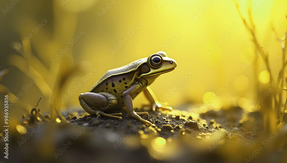 Closeup of cute little frog, leap day, animals and wildlife, nature background