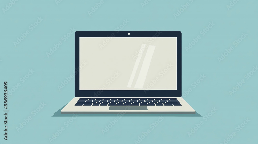 A modern laptop on a turquoise background, showcasing a blank screen ideal for showcasing digital content or designs. A modern laptop on a turquoise background, showcasing a blank screen ideal for showcasing digital content or designs.