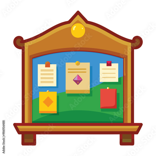 An Empty bulletin board illustration on white background.