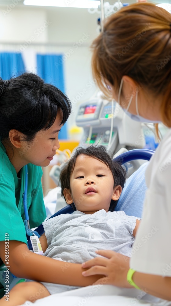 Asian Pediatric Hospital Staff Caring for Young Patients in Medical Setting Asian Pediatric Hospital Staff Caring for Young Patients in Medical Setting