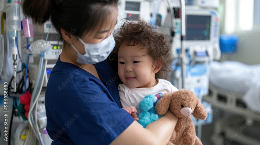 Asian Pediatric Hospital Staff Caring for Young Patients in Medical Setting Asian Pediatric Hospital Staff Caring for Young Patients in Medical Setting