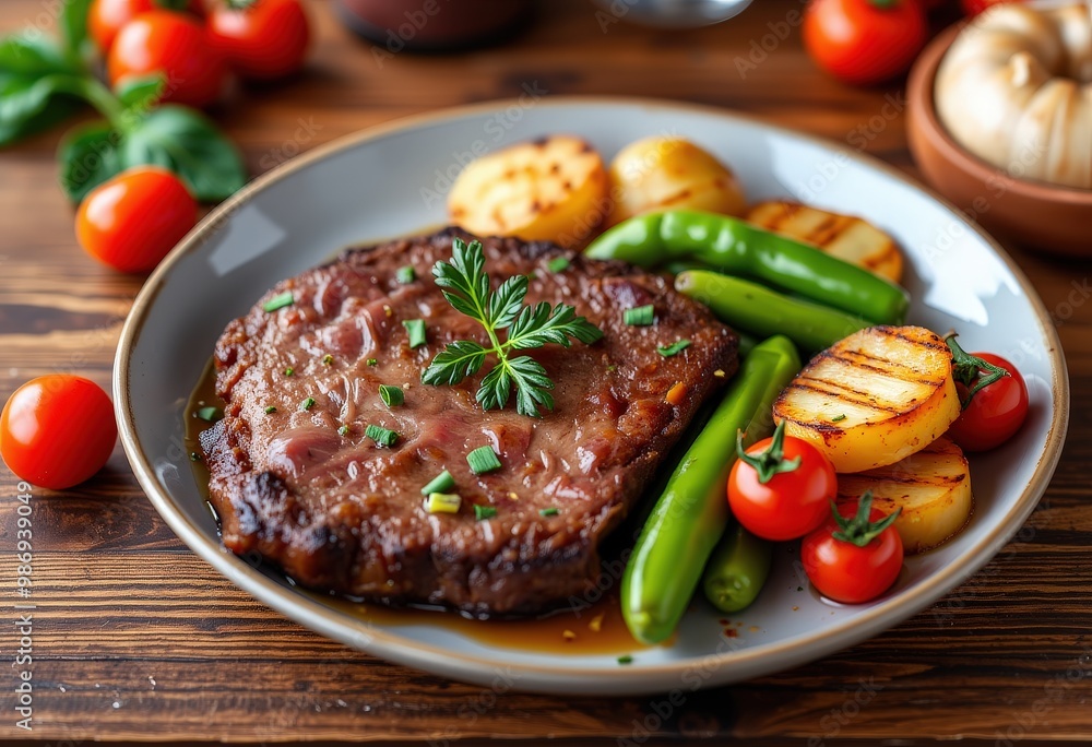 grilled beef steak with vegetables grilled beef steak with vegetables