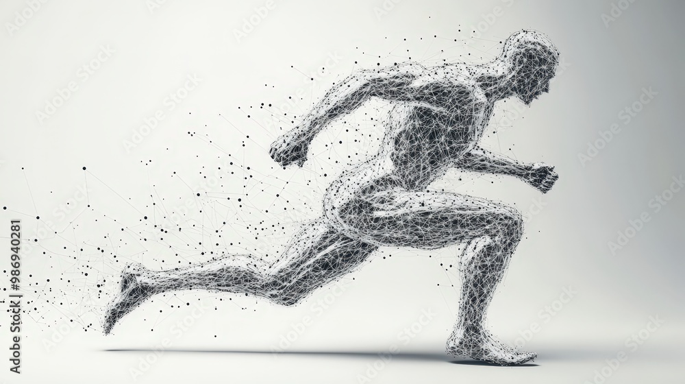 Dynamic motion showcase athlete energy and movement on blank slate copy space background study
