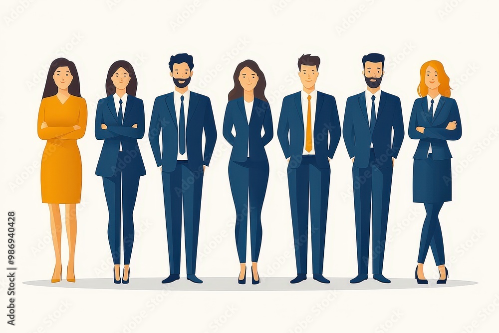 Business Team United: A diverse team of professionals in suits, standing united, symbolizing collaboration, professionalism, and strength in numbers. Business Team United: A diverse team of professionals in suits, standing united, symbolizing collaboration, professionalism, and strength in numbers.