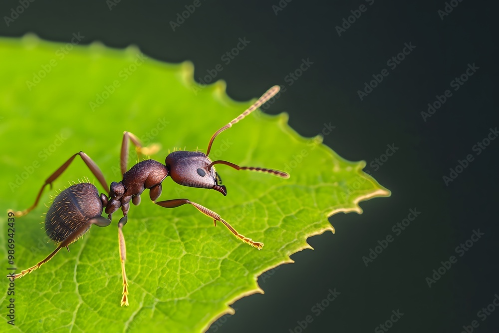 Macro Photography of an Ant on a Leaf Macro Photography of an Ant on a Leaf