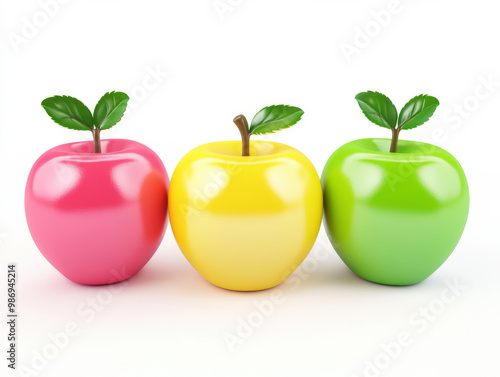 Colorful Apples Trio Green Red and Yellow Fruits