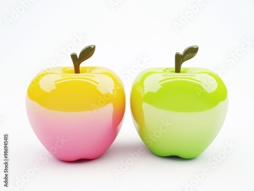 Colorful Apples Trio Green Red and Yellow Fruits