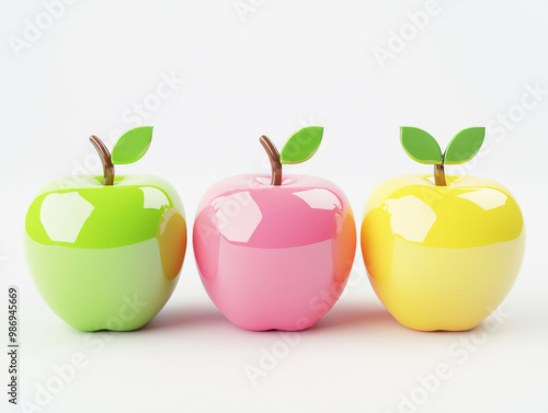 Colorful Apples Trio Green Red and Yellow Fruits