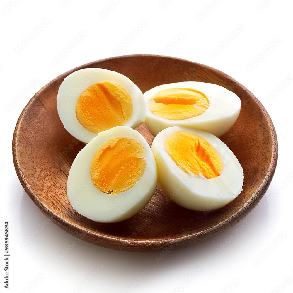 Piece boiled eggs isolated on white background Piece boiled eggs isolated on white background