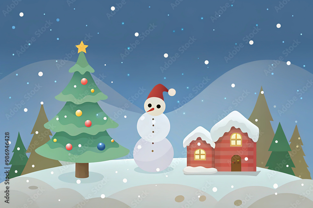 A festive Christmas tree with gifts and snow in a winter landscape, perfect for holiday celebrations and greeting cards A festive Christmas tree with gifts and snow in a winter landscape, perfect for holiday celebrations and greeting cards