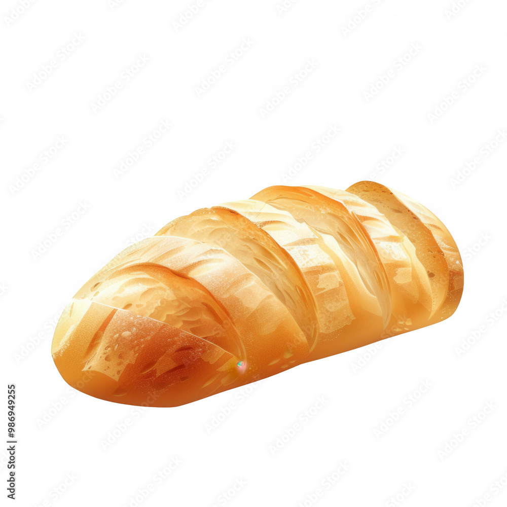 Flat Loaf of Fresh Bread Isolated on White Background Flat Loaf of Fresh Bread Isolated on White Background