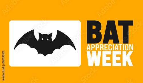 Bat Appreciation Week background or banner design template is observed every year in October. Holiday concept. Template for card, poster, placard, template. eps 10