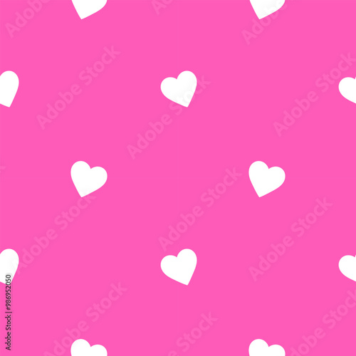 Wallpaper Mural Small white cute and trend hearts on hot pink background seamless pattern for Valentine's Day. Pink seamless girlish background. Suitble for prints, wrapping and backgrounds Torontodigital.ca