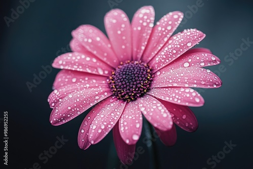 Pink flower with water droplets