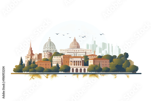 Historic cityscape with modern skyline