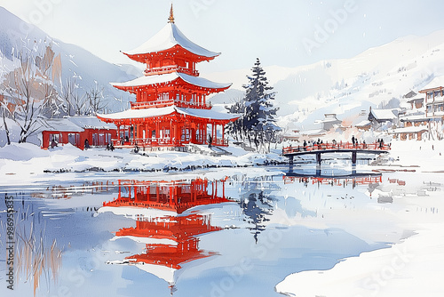 Wallpaper Mural mountain hut in the mountains Torontodigital.ca