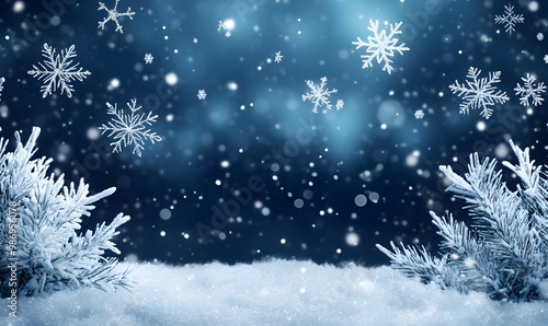 christmas background with snowflakes, generation ai