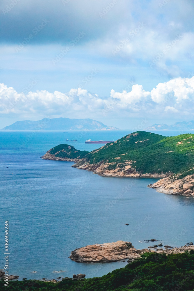 An amazing view from Lamma Island hiking trails from Sok Kwu Wan and ling kok shan in Hong Kong overlook the islands and calm ocean An amazing view from Lamma Island hiking trails from Sok Kwu Wan and ling kok shan in Hong Kong overlook the islands and calm ocean