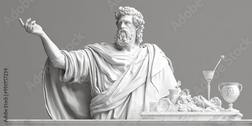 A detailed marble statue of...