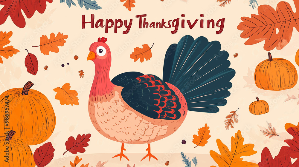 A turkey at the center with A turkey at the center with