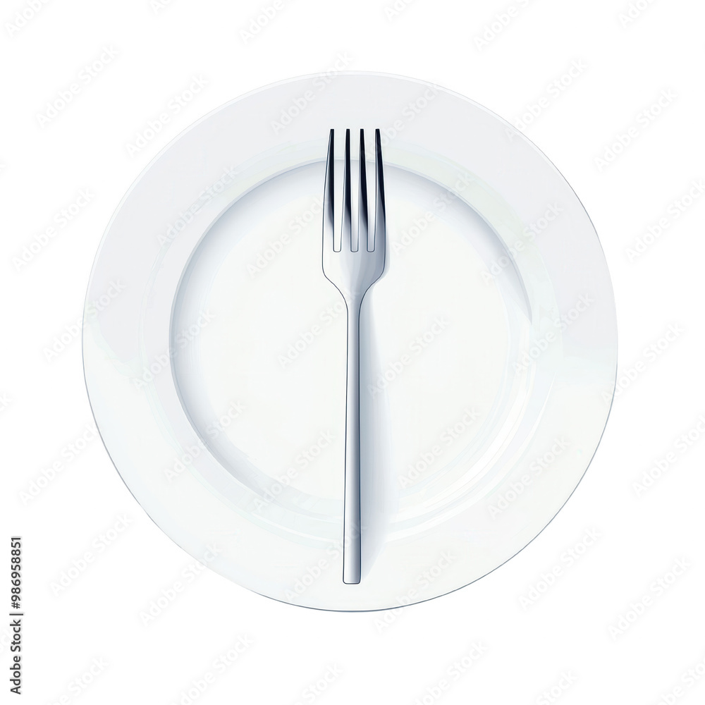 Simple Plate with Fork, Minimalistic Style on transparent Background Simple Plate with Fork, Minimalistic Style on transparent Background
