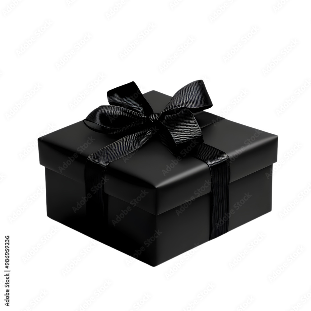 Fototapeta premium Elegant Black Gift Box with Ribbon for Holiday
