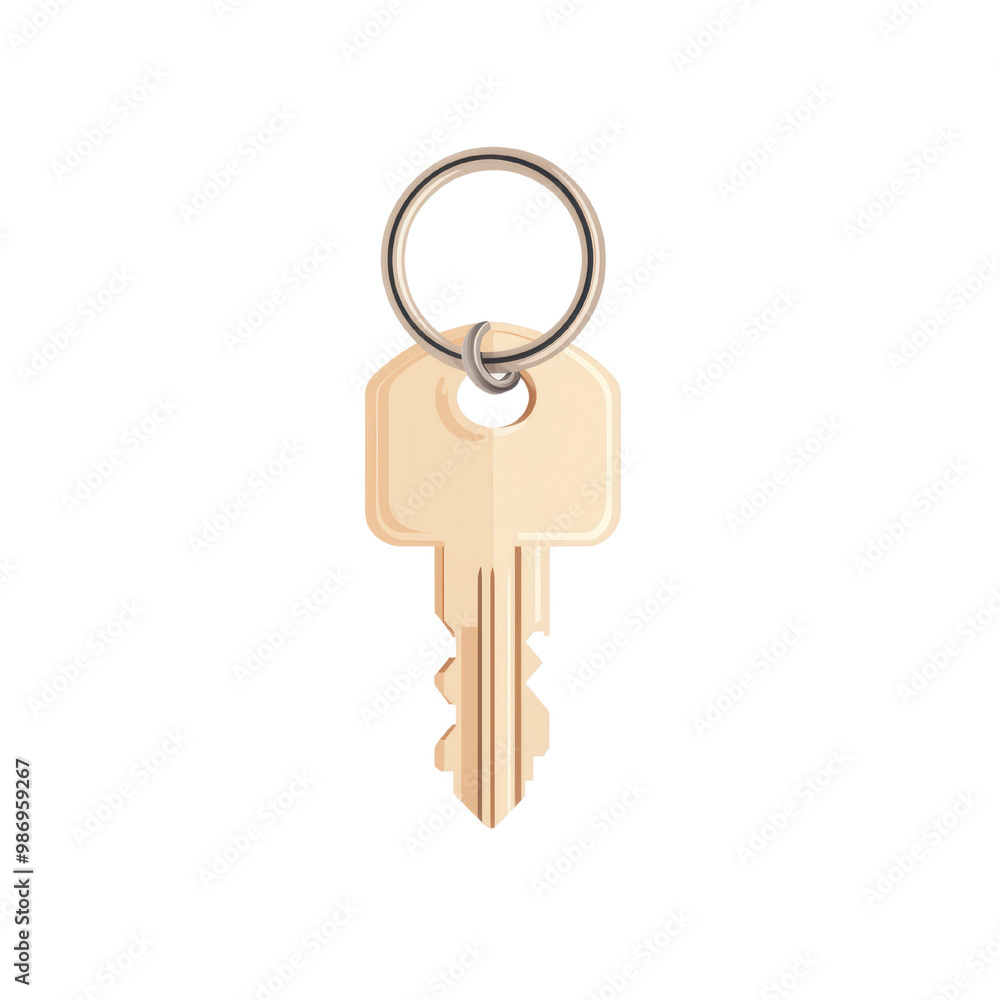 Simple Key on Ring with Minimalistic Style on transparent Background Simple Key on Ring with Minimalistic Style on transparent Background