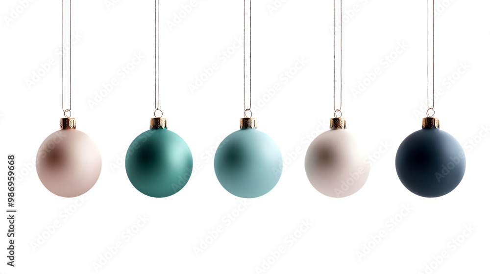 Elegant Minimalist Christmas Ornaments Hanging in Row Elegant Minimalist Christmas Ornaments Hanging in Row