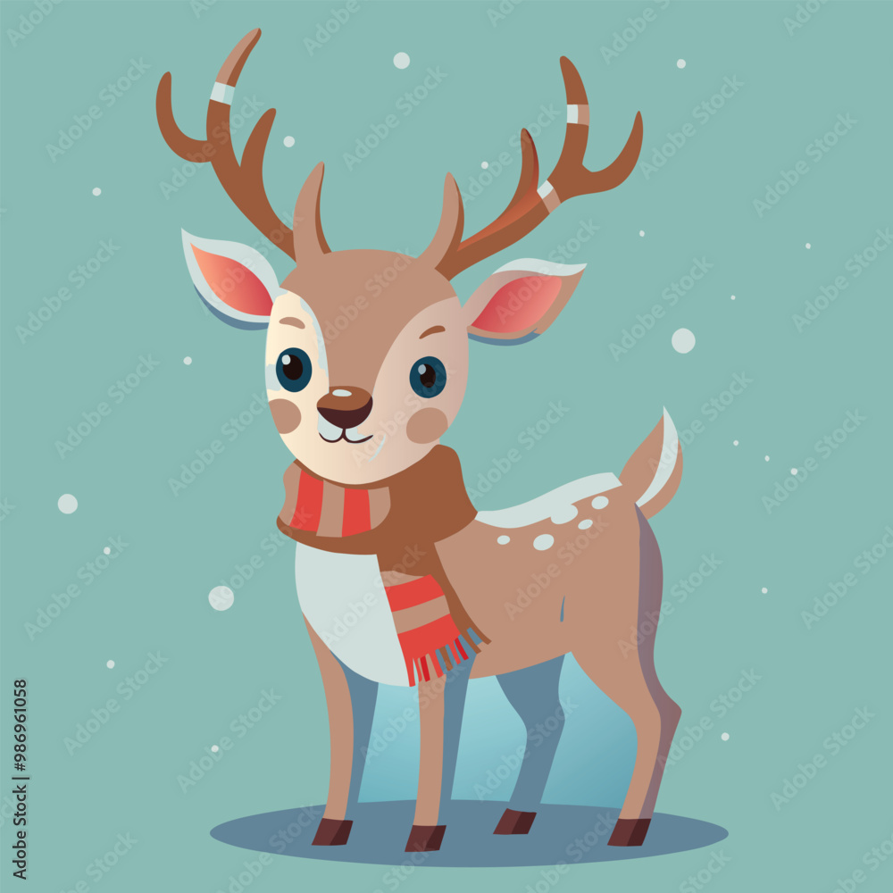 Cute Clumsy Reindeer in winter Cartoon Character Vector Cute Clumsy Reindeer in winter Cartoon Character Vector