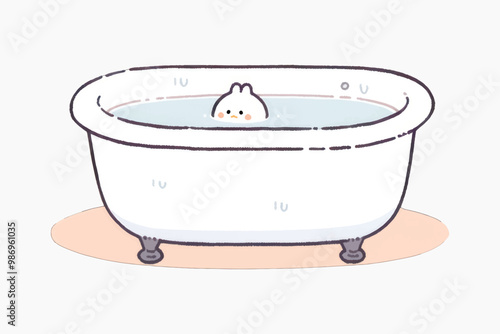 Cute cartoon bathtub illustration