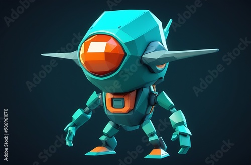 robot chatbot, artificial intelligence in science and business, technology and engineering concept,polygonal style alien robot